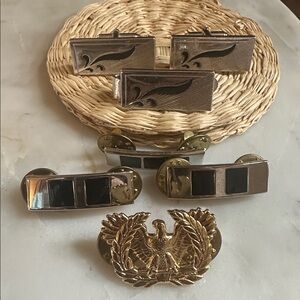 Gold Silver & Black vintage cufflink/pins/ tie Accessory estate SET